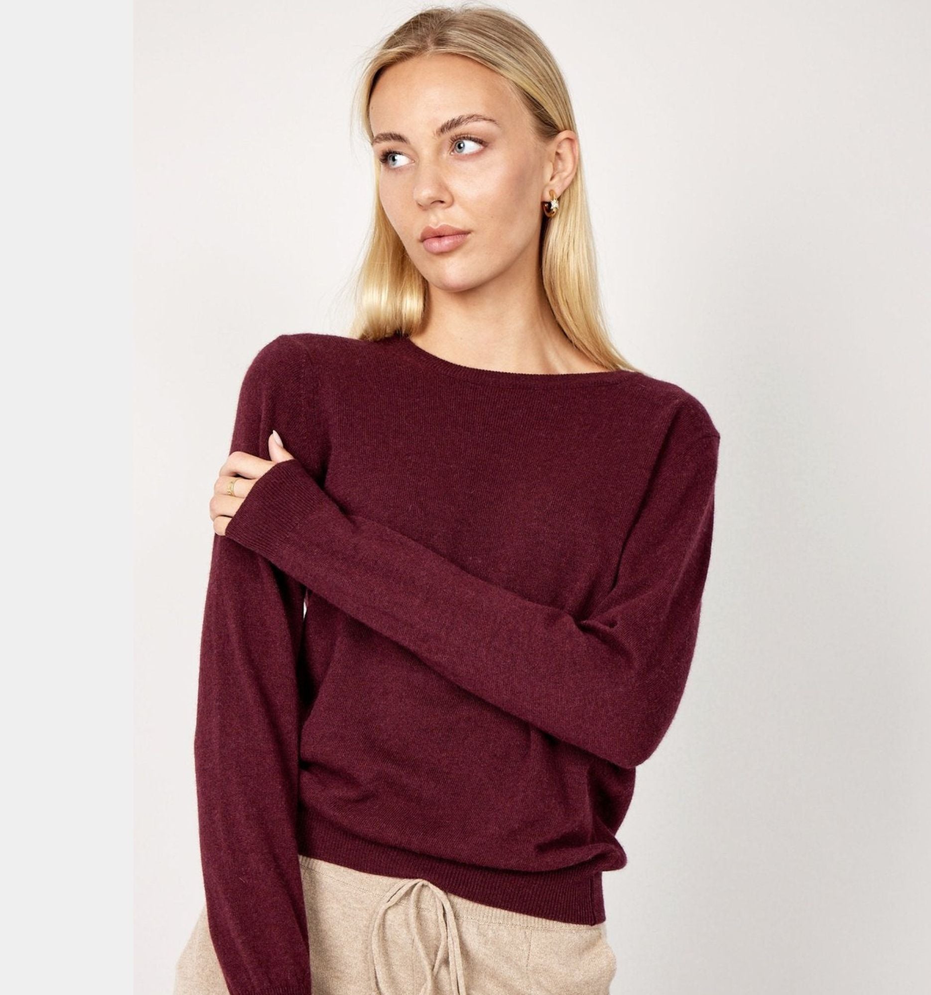 Cassie kashmir sweater med rund hals
